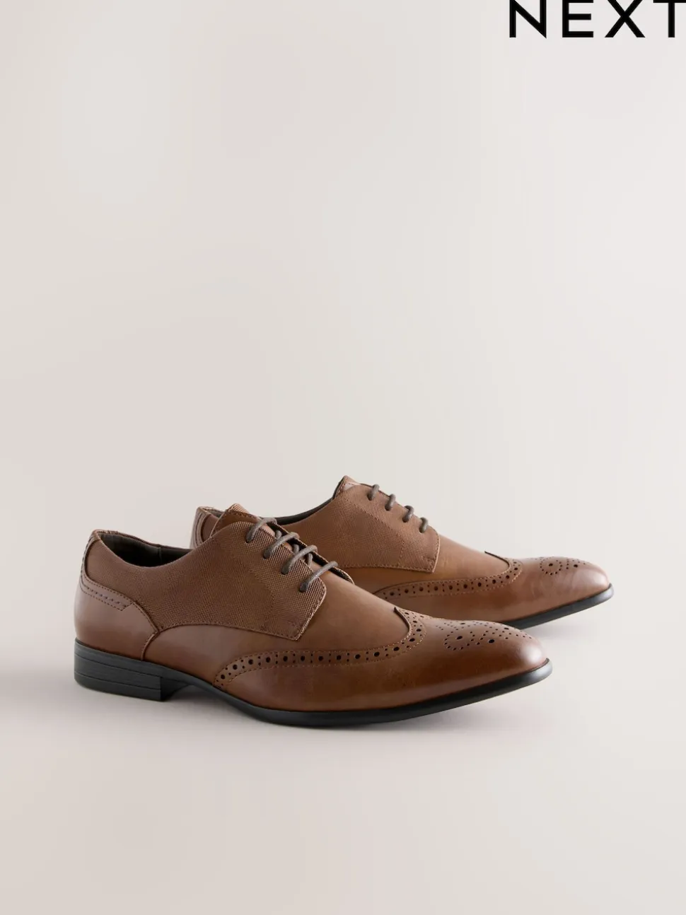 Tan Brown Wide Fit Brogue Shoes