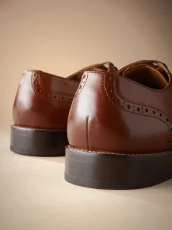 Tan Brown Wide Fit Signature Italian Leather Wingcap Brogue Shoes