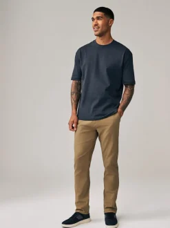Tan Light Slim Fit Stretch Chinos Trousers
