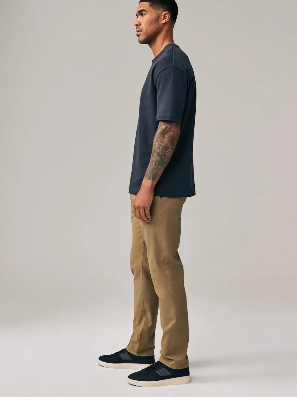 Tan Light Slim Fit Stretch Chinos Trousers