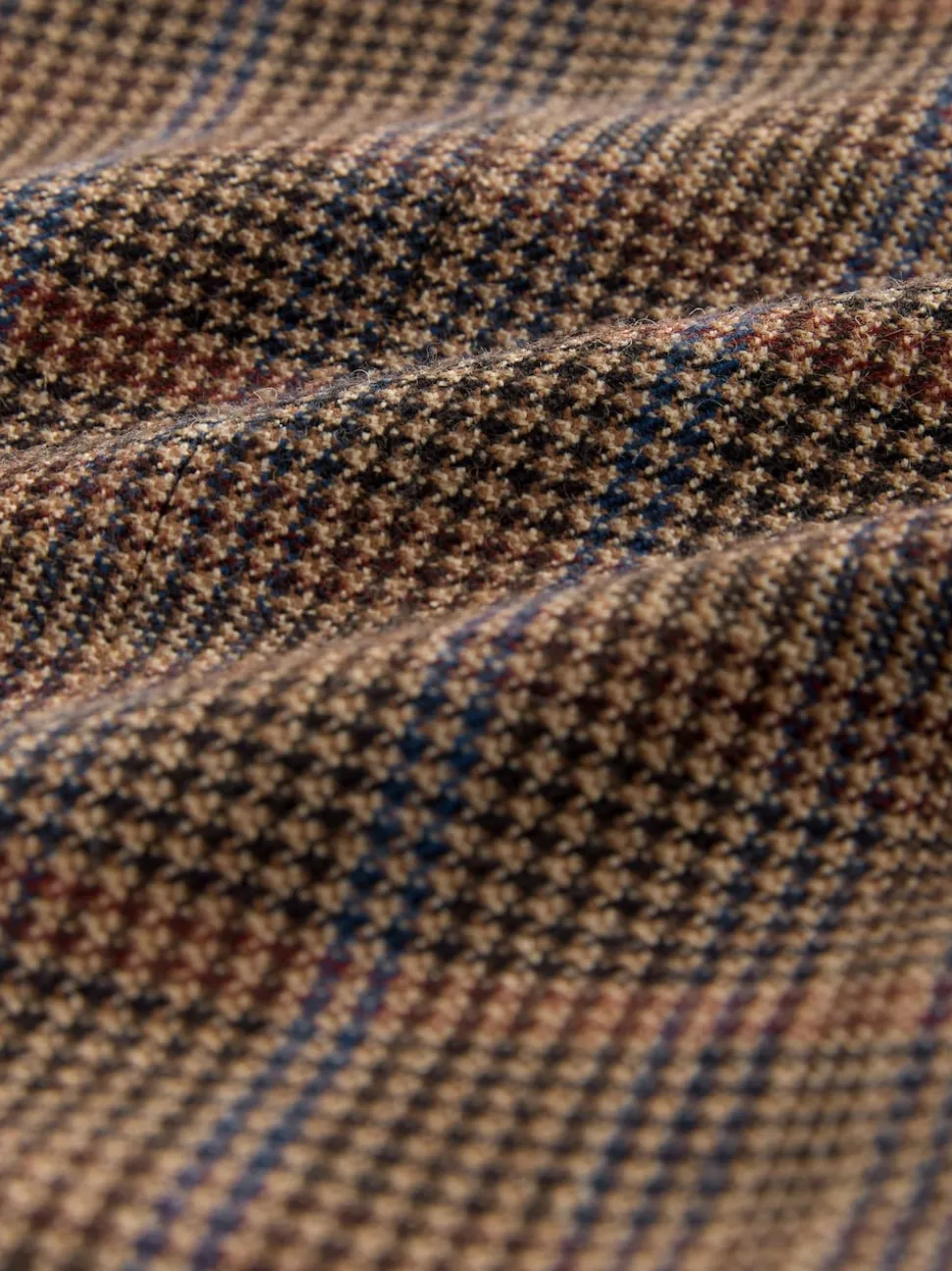 Tan/Red Slim Fit Wool Blend Check Suit Jacket