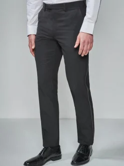Tape Detail Regular Fit Tuxedo Suit Trousers