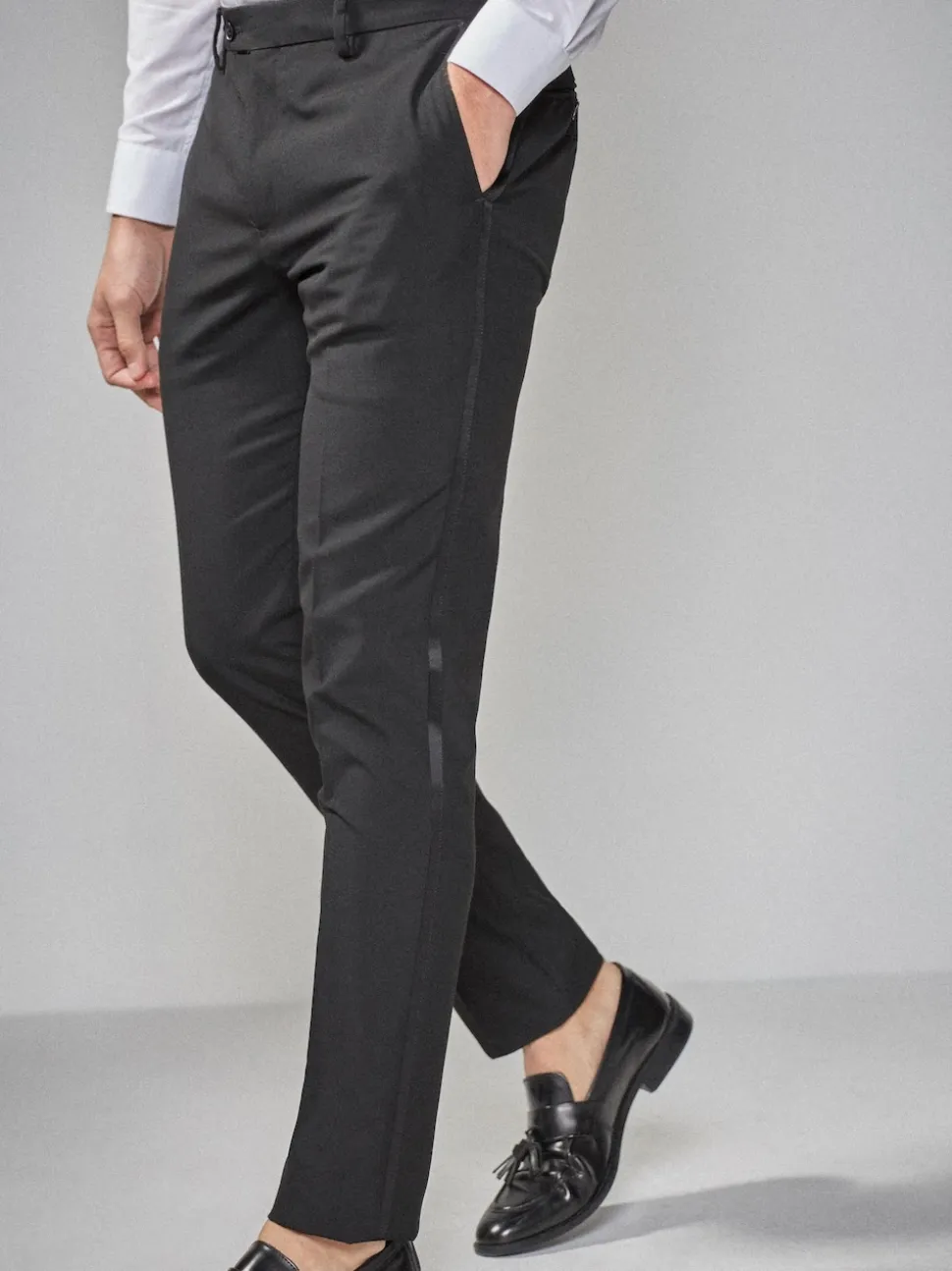 Tape Detail Skinny Fit Tuxedo Suit Trousers