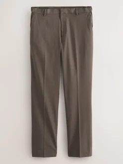 Taupe Brown Muscle Fit Elasticated Waist Motionflex Stretch Smart Trousers
