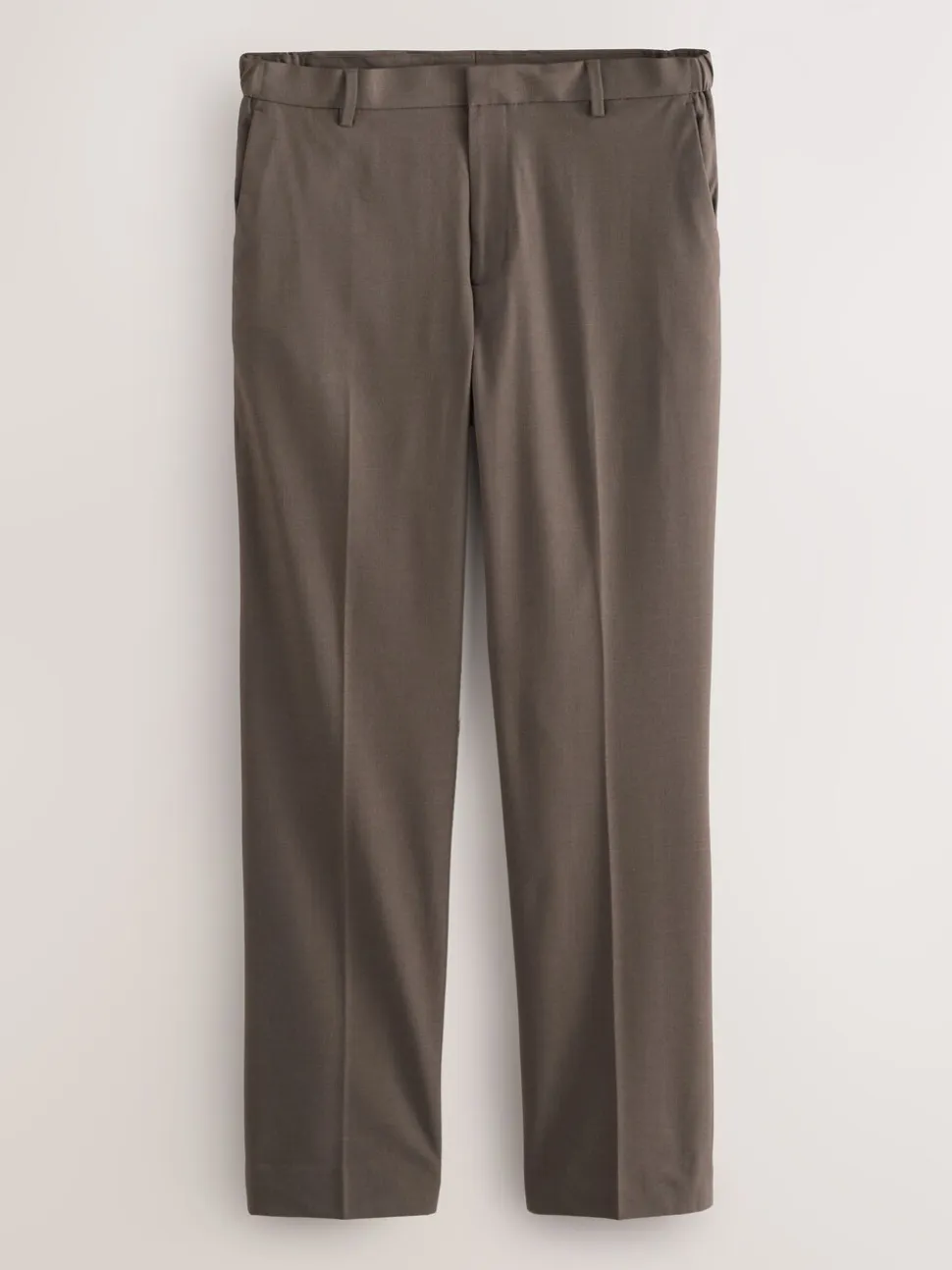 Taupe Brown Muscle Fit Elasticated Waist Motionflex Stretch Smart Trousers