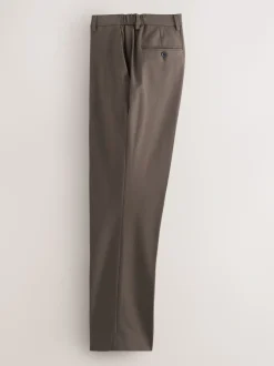 Taupe Brown Muscle Fit Elasticated Waist Motionflex Stretch Smart Trousers