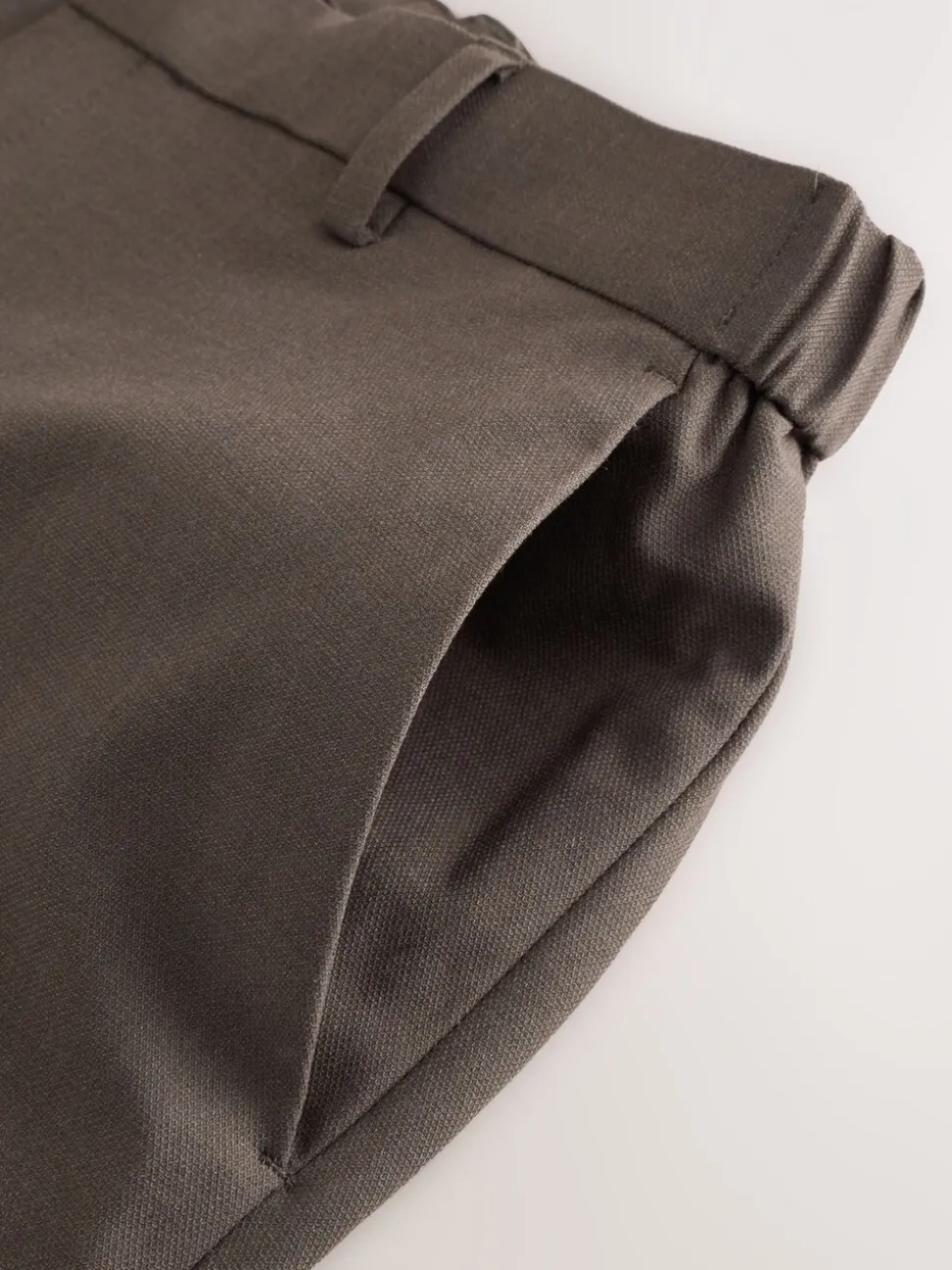 Taupe Brown Muscle Fit Elasticated Waist Motionflex Stretch Smart Trousers