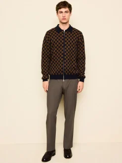 Taupe Brown Slim Fit Elasticated Waist Motionflex Stretch Smart Trousers