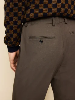 Taupe Brown Slim Fit Elasticated Waist Motionflex Stretch Smart Trousers