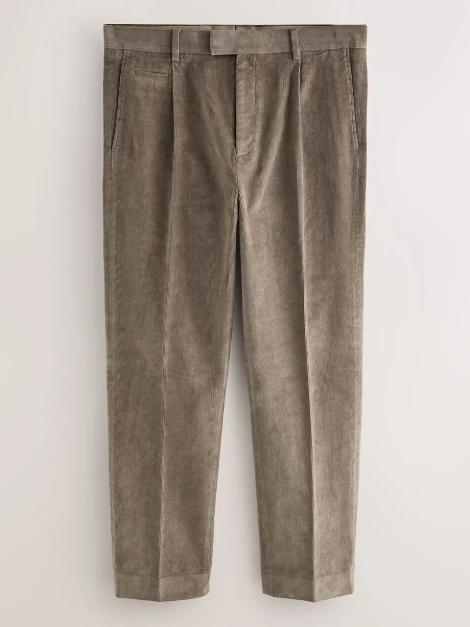 Taupe Brown Straight Fit Smart Cotton Rich Cord Trousers