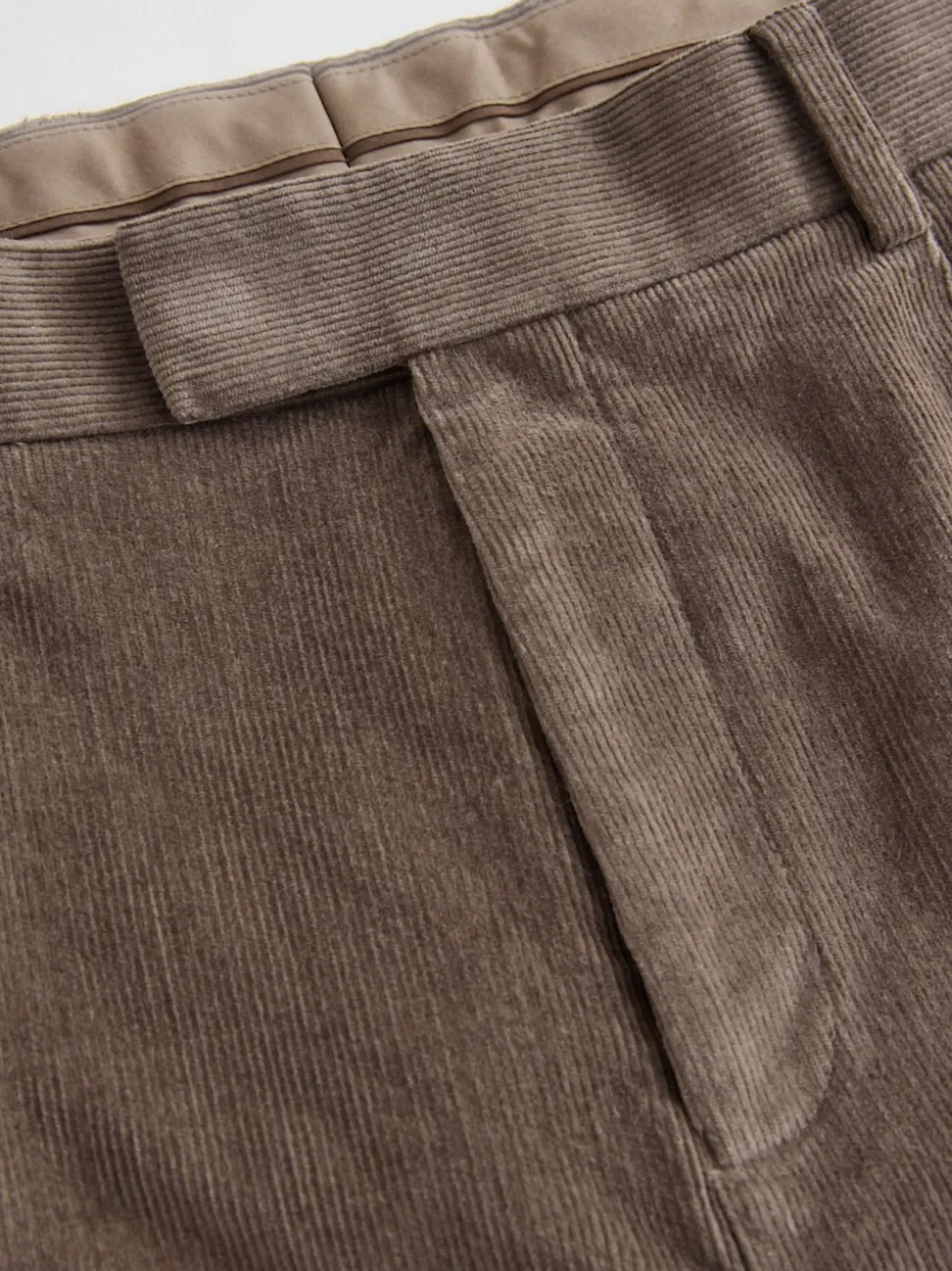 Taupe Brown Straight Fit Smart Cotton Rich Cord Trousers