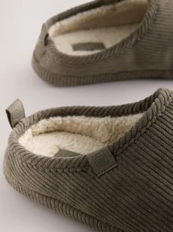 Taupe Cord Mule Slippers