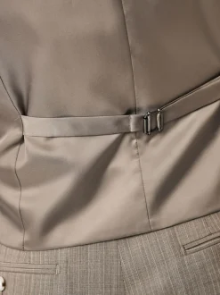Taupe Striped Herringbone Suit Waistcoat