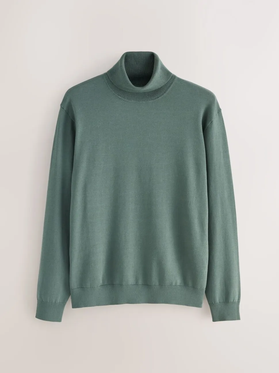 Teal Blue EDIT Knitted Long Sleeve Roll Neck Polo Shirt