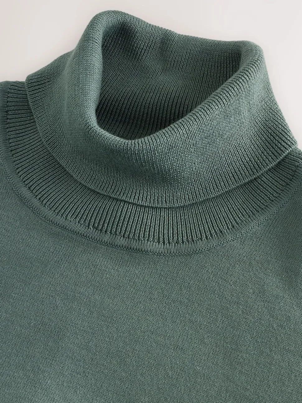Teal Blue EDIT Knitted Long Sleeve Roll Neck Polo Shirt