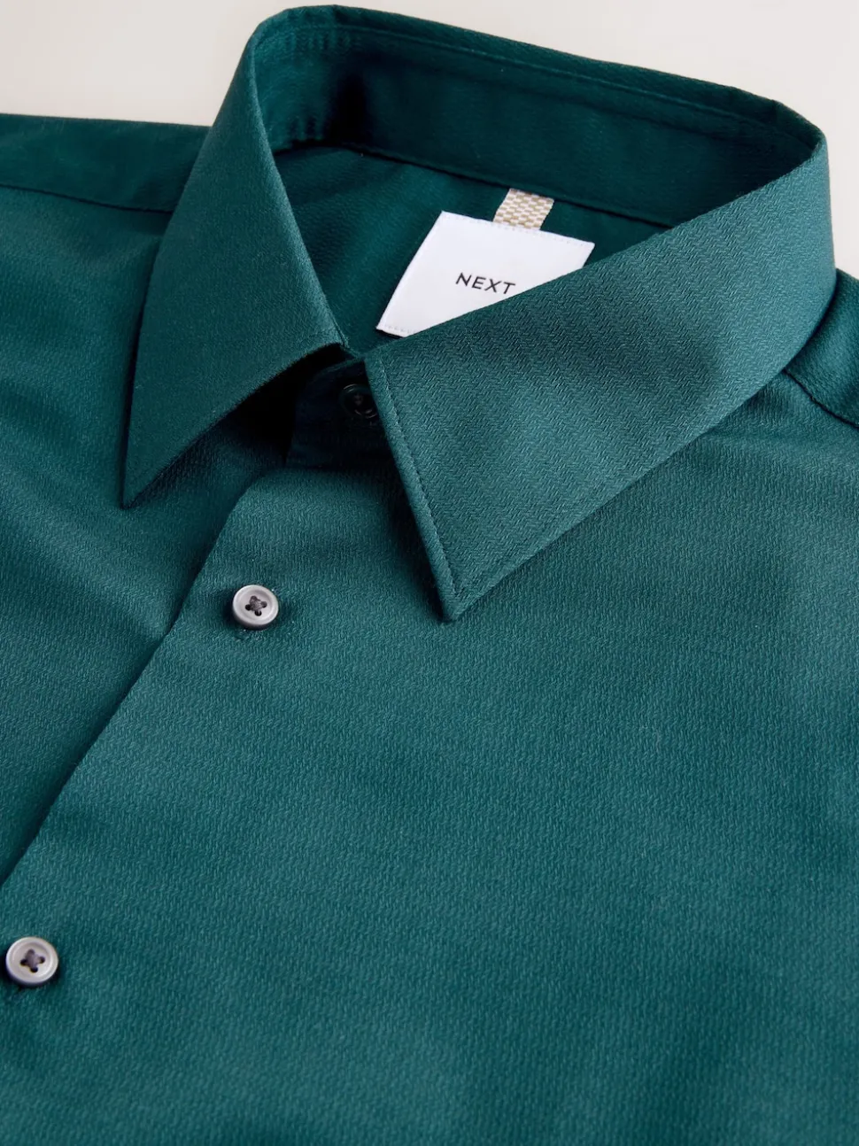 Teal Blue Regular Fit Easy Care Textured Single Cuff Smart Shirt