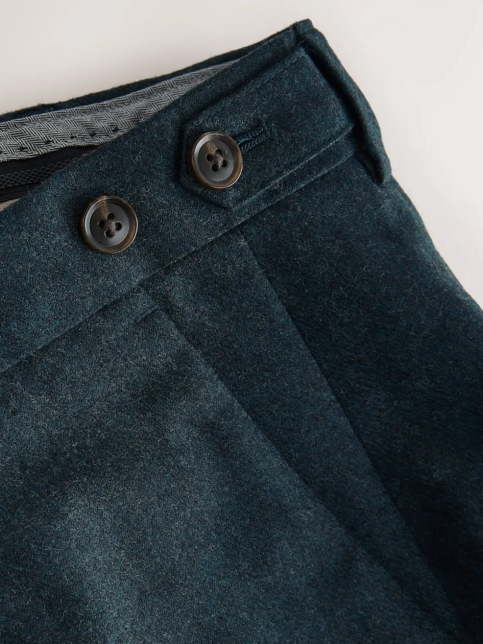Teal Blue Regular Fit Signature Zignone Italian Wool Cashmere Blend Flannel Suit Trousers