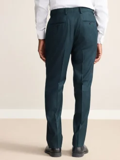 Teal Blue Regular Fit Signature Zignone Italian Wool Cashmere Blend Flannel Suit Trousers