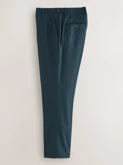 Teal Blue Regular Fit Signature Zignone Italian Wool Cashmere Blend Flannel Suit Trousers