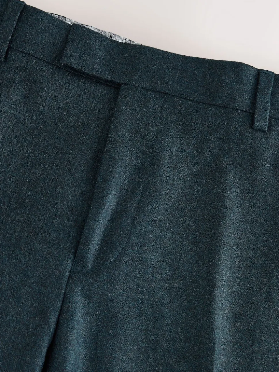 Teal Blue Regular Fit Signature Zignone Italian Wool Cashmere Blend Flannel Suit Trousers