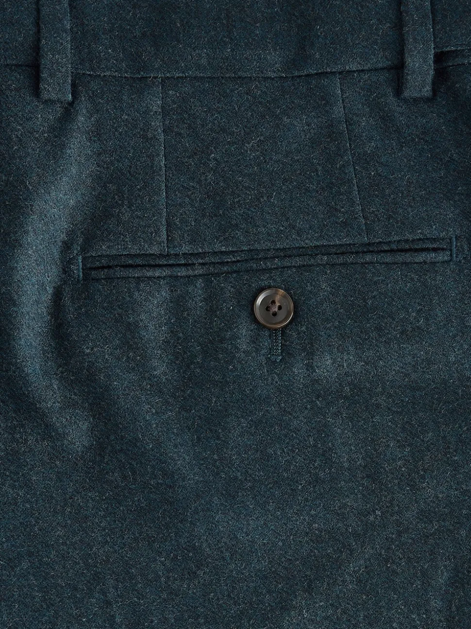 Teal Blue Regular Fit Signature Zignone Italian Wool Cashmere Blend Flannel Suit Trousers