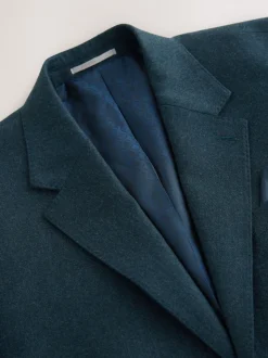 Teal Blue Regular Fit Signature Zignone Italian Wool Cashmere Blend Flannel Suit Jacket