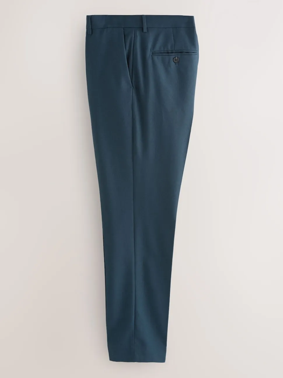 Teal Blue Slim Fit Textured Suit Trousers