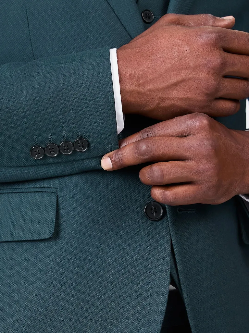 Teal Blue Slim Fit Textured Suit Jacket