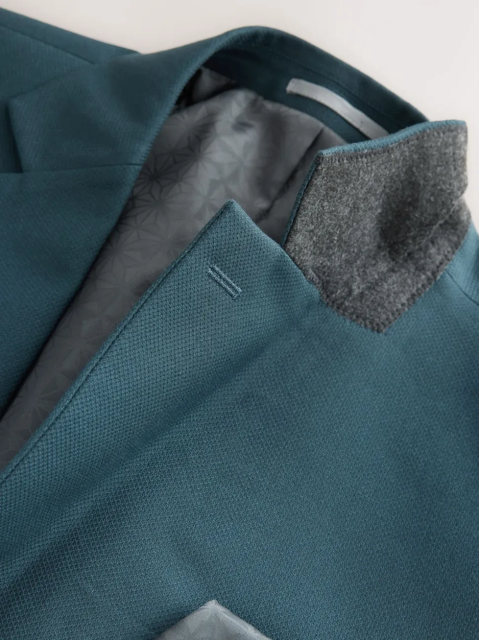 Teal Blue Slim Fit Textured Suit Jacket