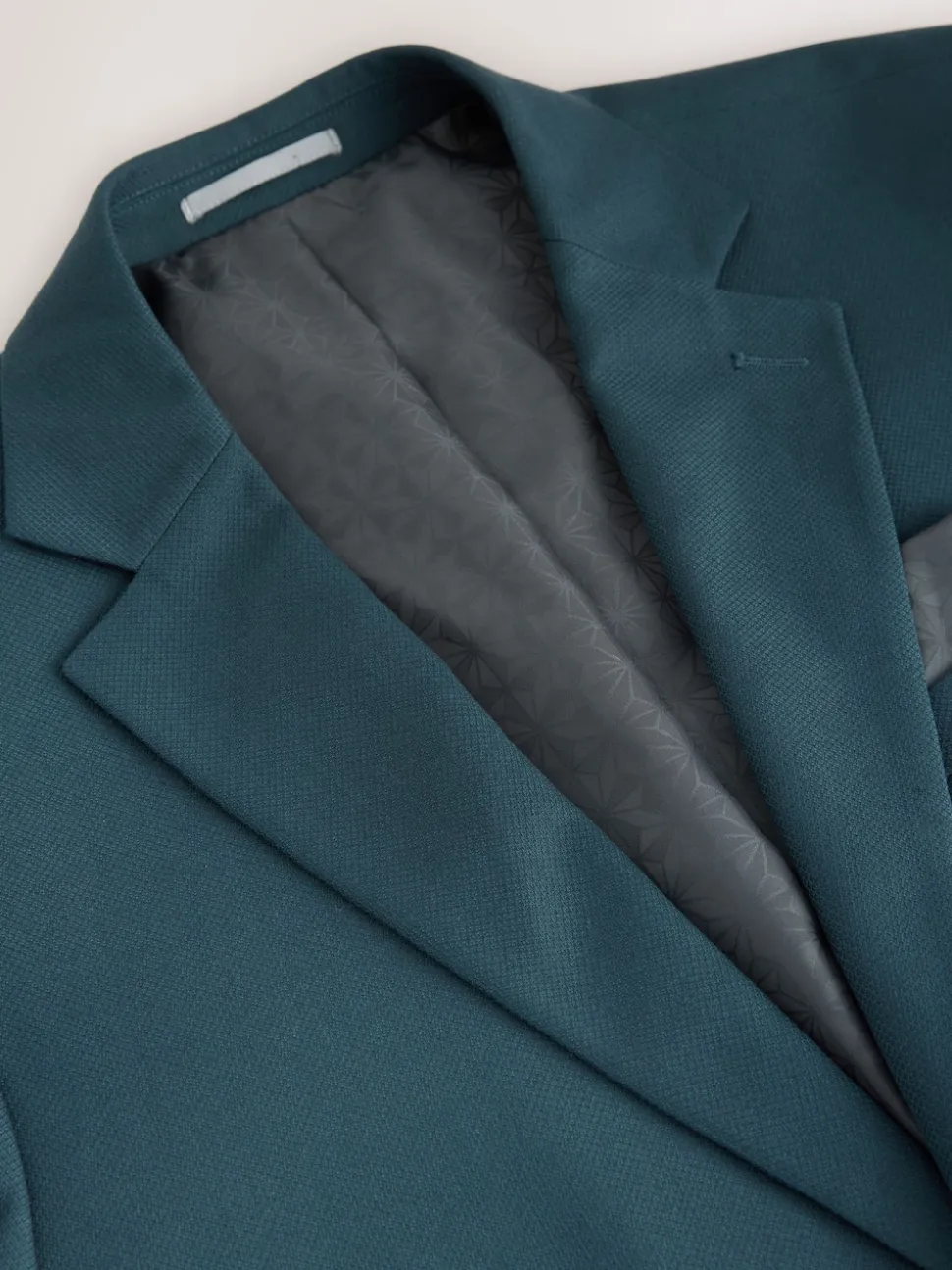 Teal Blue Slim Fit Textured Suit Jacket