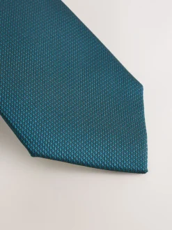 Teal Blue Slim Textured Tie