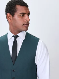 Teal Blue Textured Suit Waistcoat