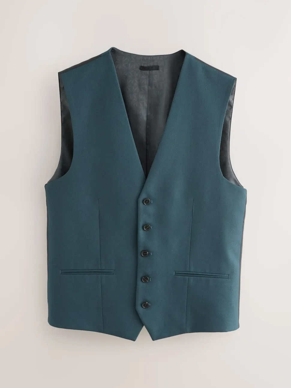 Teal Blue Textured Suit Waistcoat