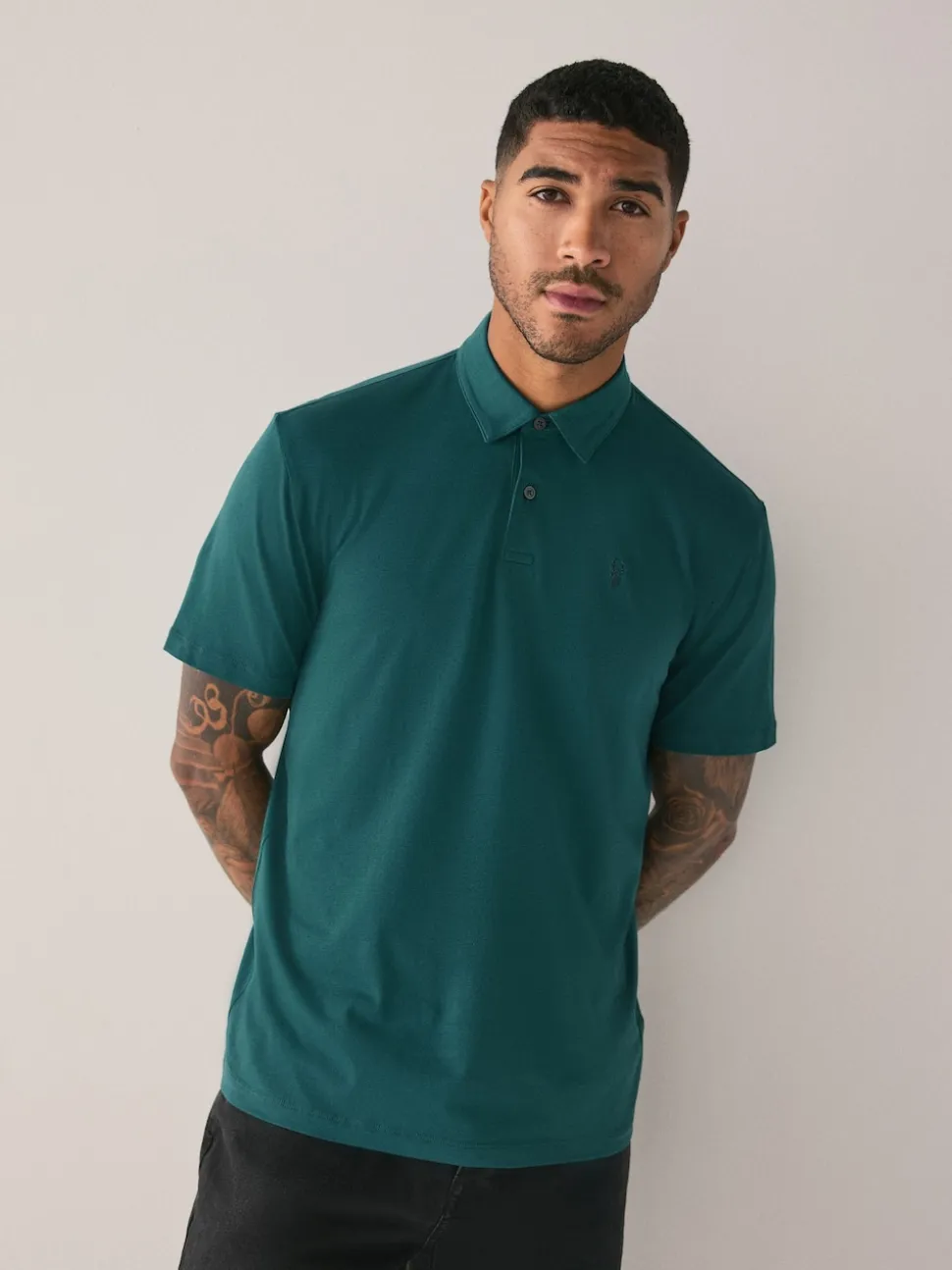 Teal Blue/Black/Rust Red Plain Short Sleeve Jersey Polo Shirts 3 Pack