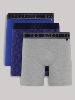 Ted Baker Blue Mazarine Feather Heather Boxer Briefs 3 Pack