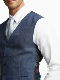 Ted Baker Tailoring Blue Brahe Check Slim Waistcoat