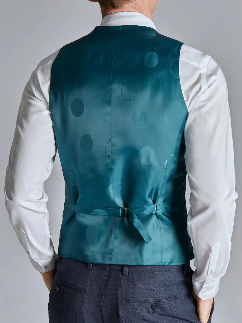 Ted Baker Tailoring Blue Ara Textured Check Slim Fit Waistcoat