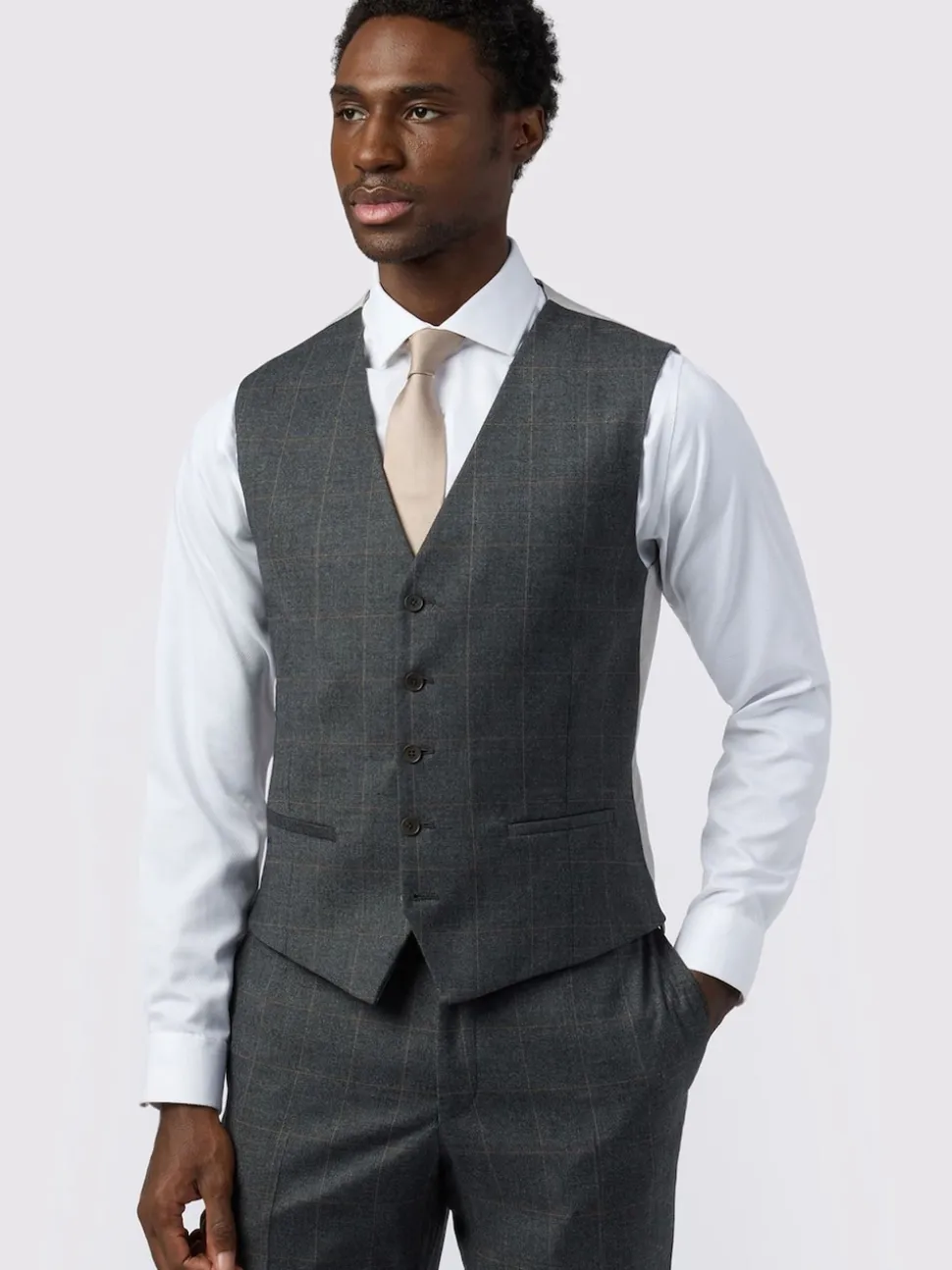 Ted Baker Tailoring Grey Slim Fit Overcheck Waistcoat