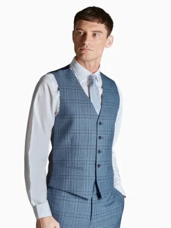 Ted Baker Tailoring Large Blue Alder Check Slim Fit Waistcoat