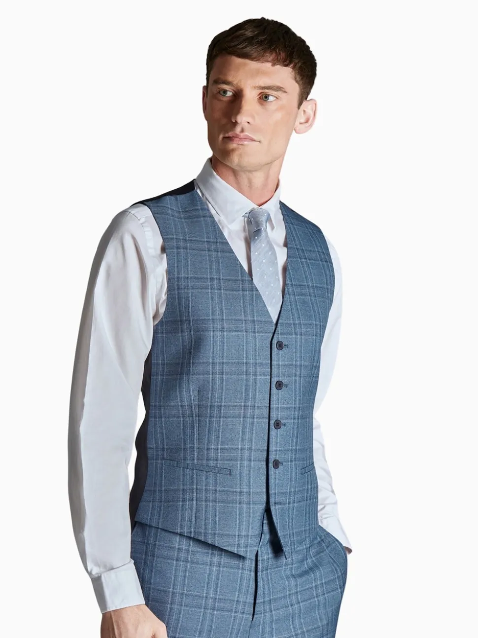 Ted Baker Tailoring Large Blue Alder Check Slim Fit Waistcoat