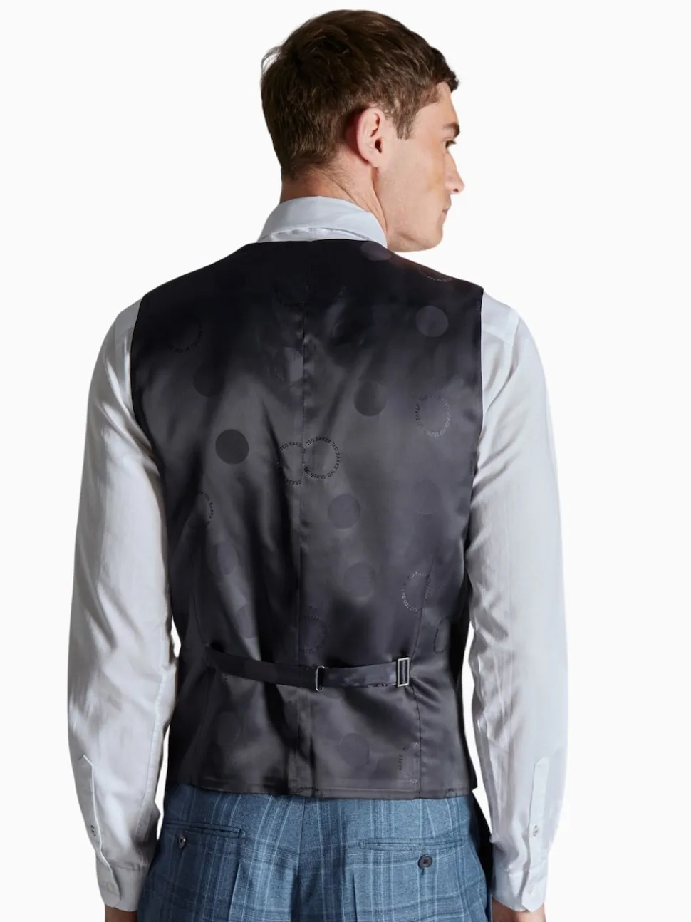 Ted Baker Tailoring Large Blue Alder Check Slim Fit Waistcoat
