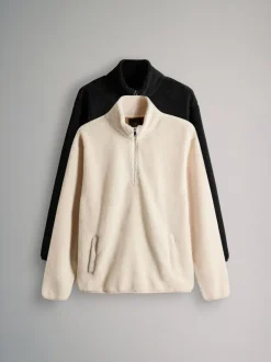 The Set 2 Pack Borg Quarter Zip Fleeces Black/Cream