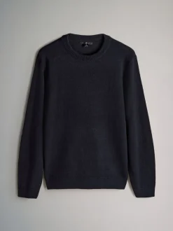 The Set 2 Pack Cable Knit and Zip Neck Jumpers Navy Blue/Grey Marl