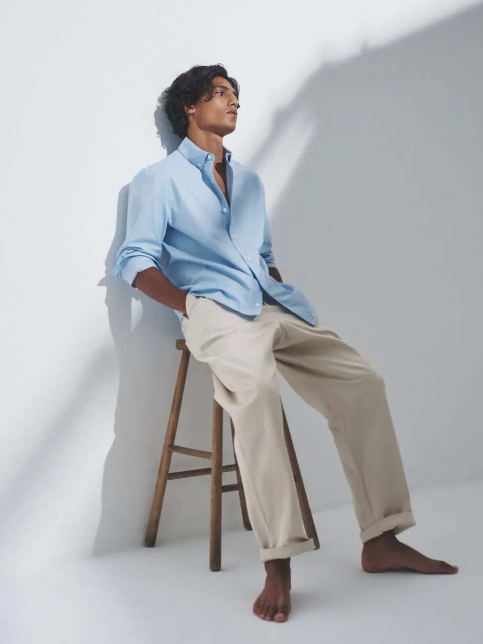 The Set 3 Pack Cotton Stretch Oxford Shirts Navy Blue/White