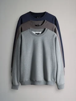 The Set 3 Pack Crew Neck Relaxed Fit Sweatshirts Blue/Grey