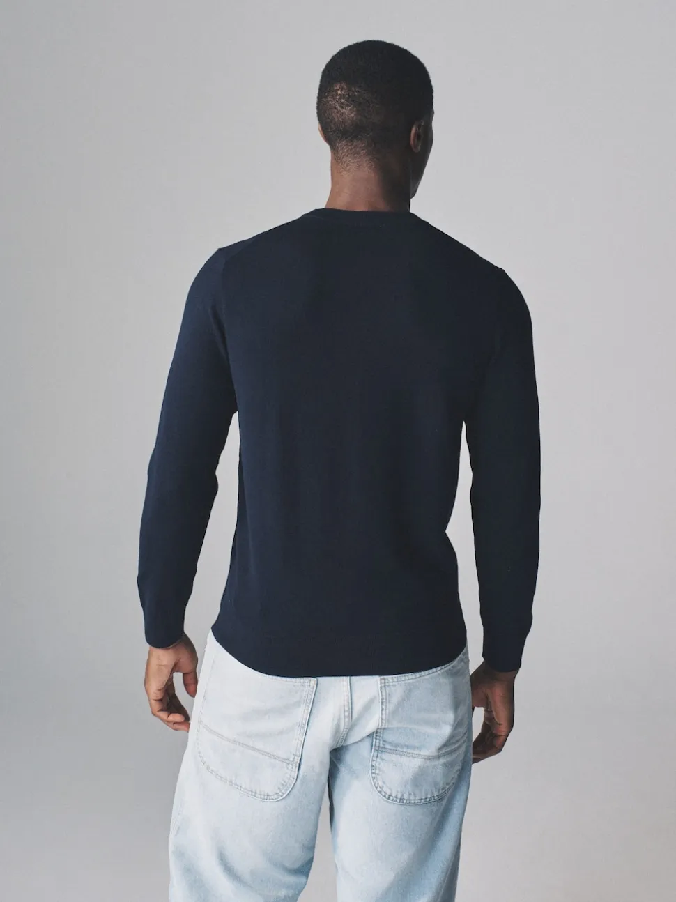 The Set 4 Pack Long Sleeve Knitted Crew Jumpers Black/Navy Blue/Khaki/Brown
