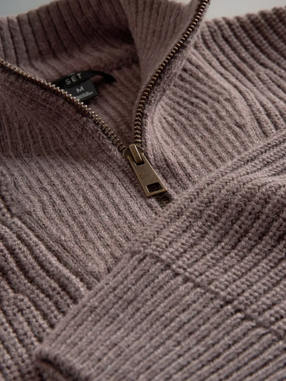 The Set 2 Pack Quarter Zip Neck Jumpers Brown/Navy Blue