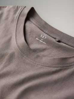 The Set 7 Pack Regular Short Sleeve Cotton T-Shirts Black/Brown/Grey/White