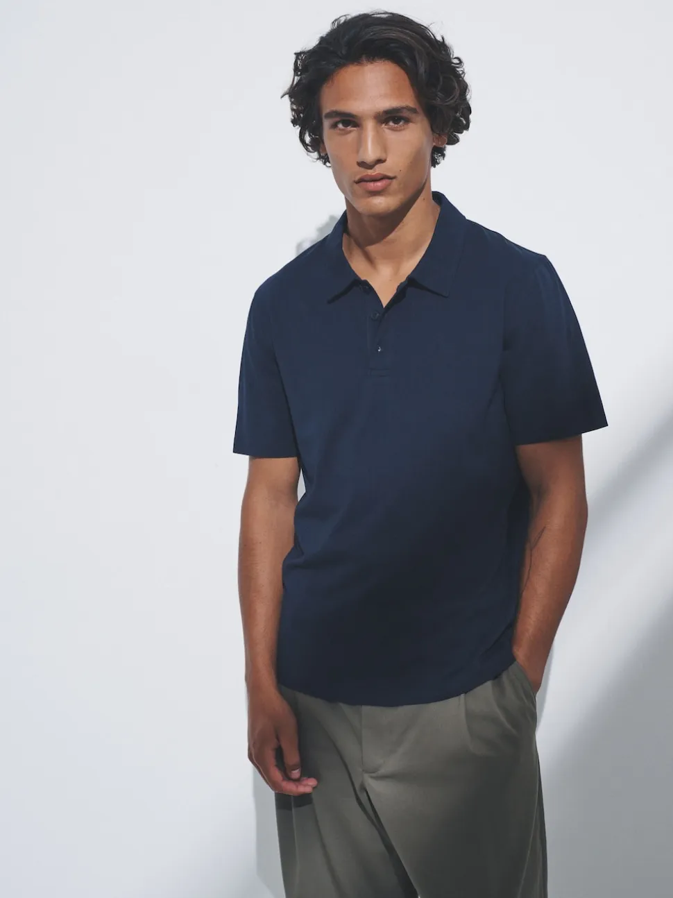 The Set 3 Pack Short Sleeve Cotton Jersey Polo Shirts Navy Blue/Brown/White