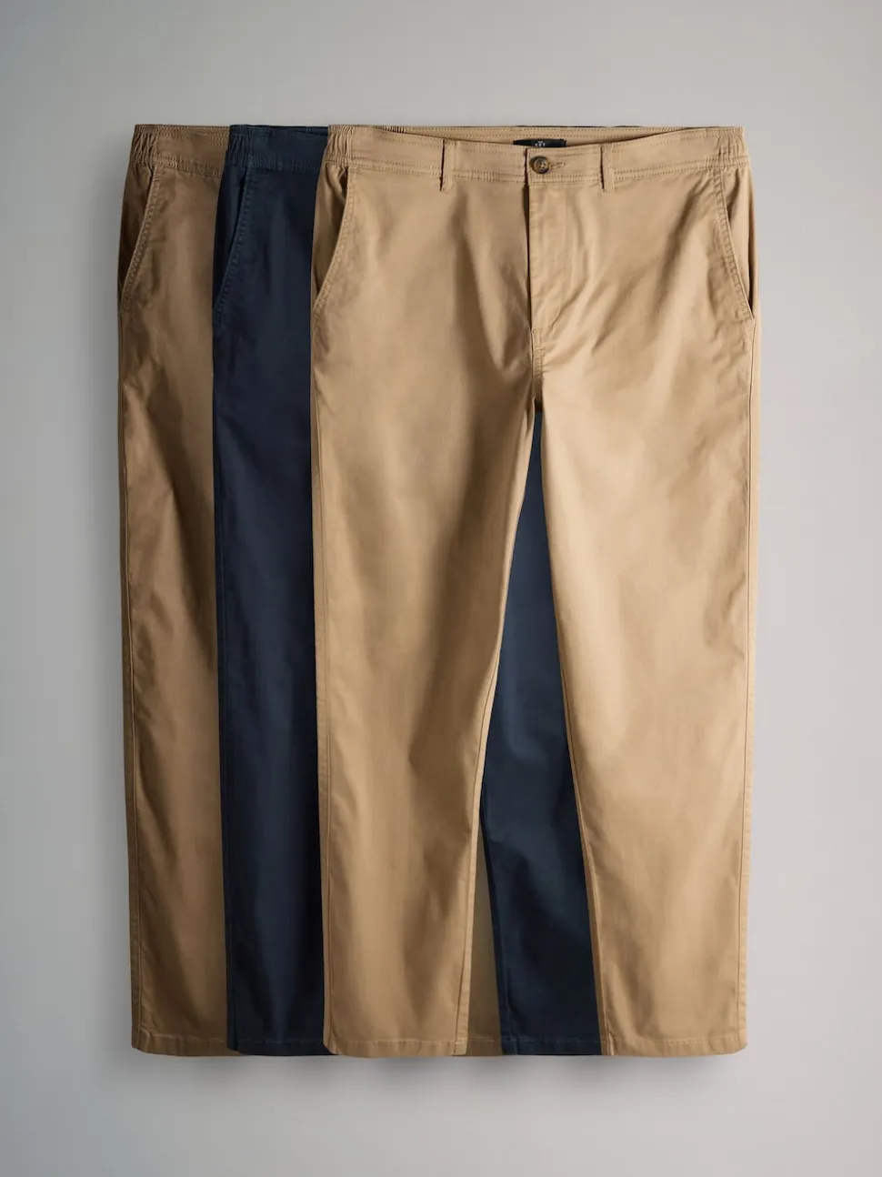 The Set 3 Pack Slim Leg Chino Trousers Navy/Tan Brown/Green